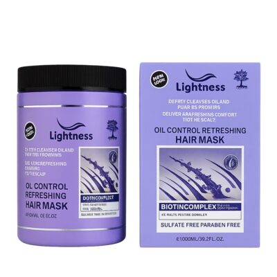ماسک مو موهای چرب لایتنس Lightness مدل Oil control حاوی بیوتین حجم 1000 میل