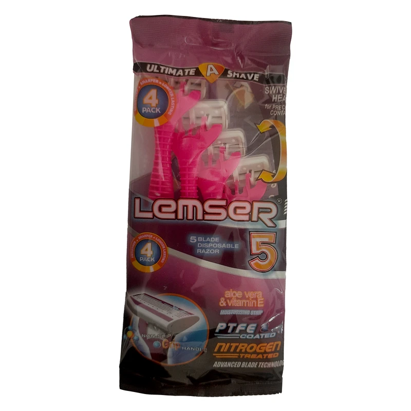 خود تراش لمسر صورتی 5 لبه بسته 4 عددی