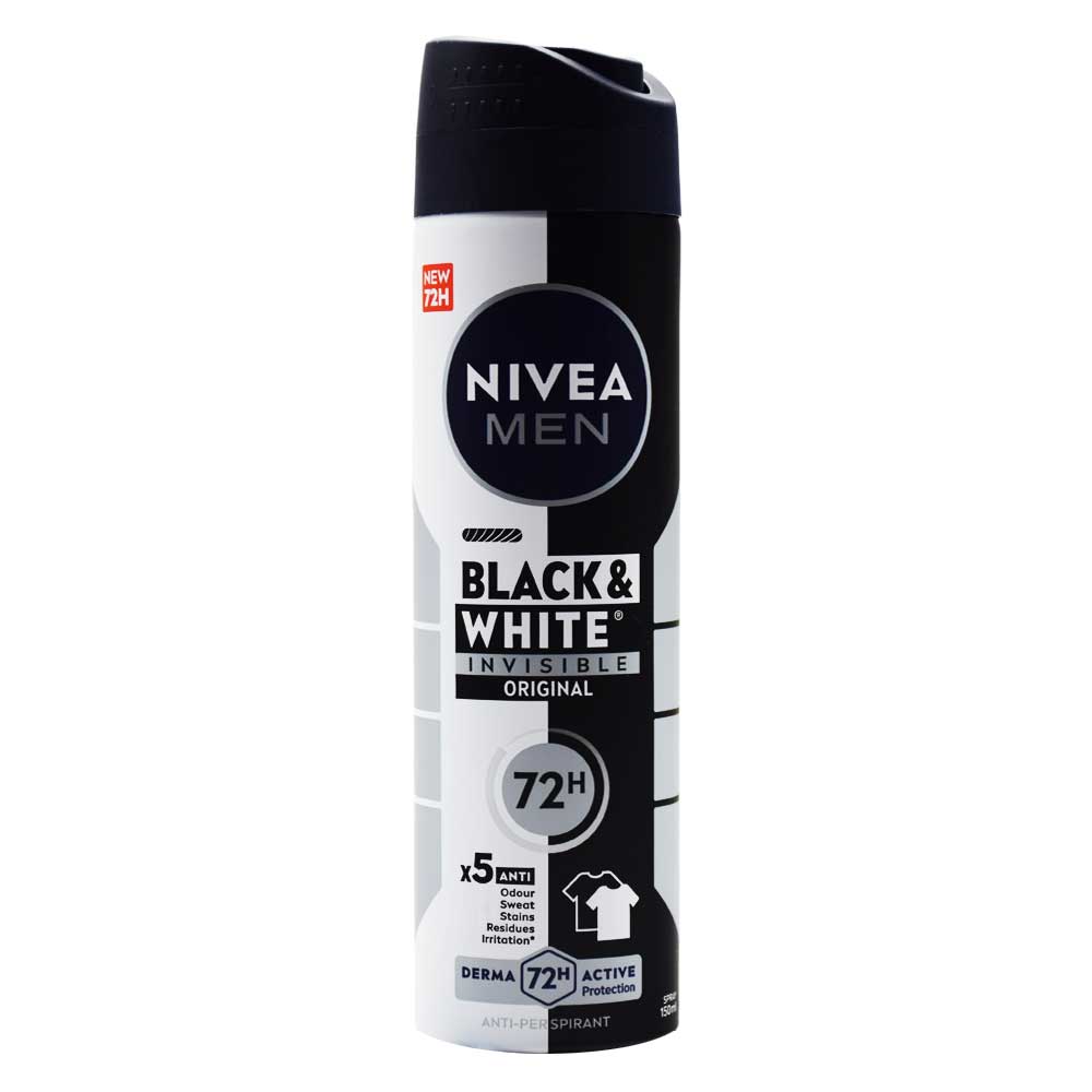اسپری ضد تعریق مردانه نیوآ NIVEA مدل Black and White Invisible Original حجم 150 میلی لیتر