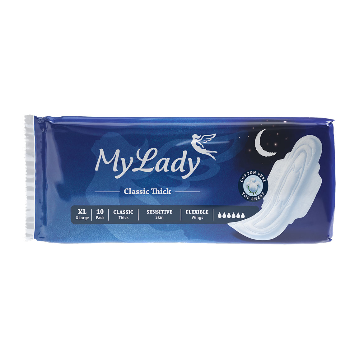 نواربهداشتی مای لیدی آبی مدل کلاسیک ضخیم سایز ایکس لارج مناسب پوست های حساس بسته ۱۰ عددی