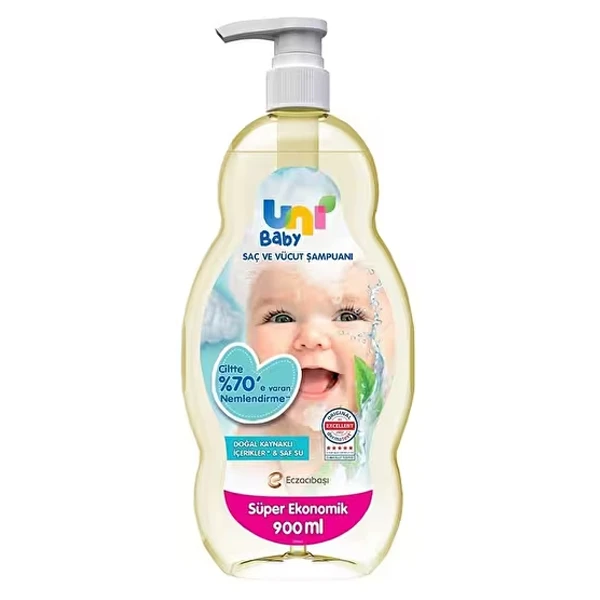 شامپو سر و بدن کودک یونی بیبی Uni Baby پمپی 900 میلی | بدون سوزش چشم